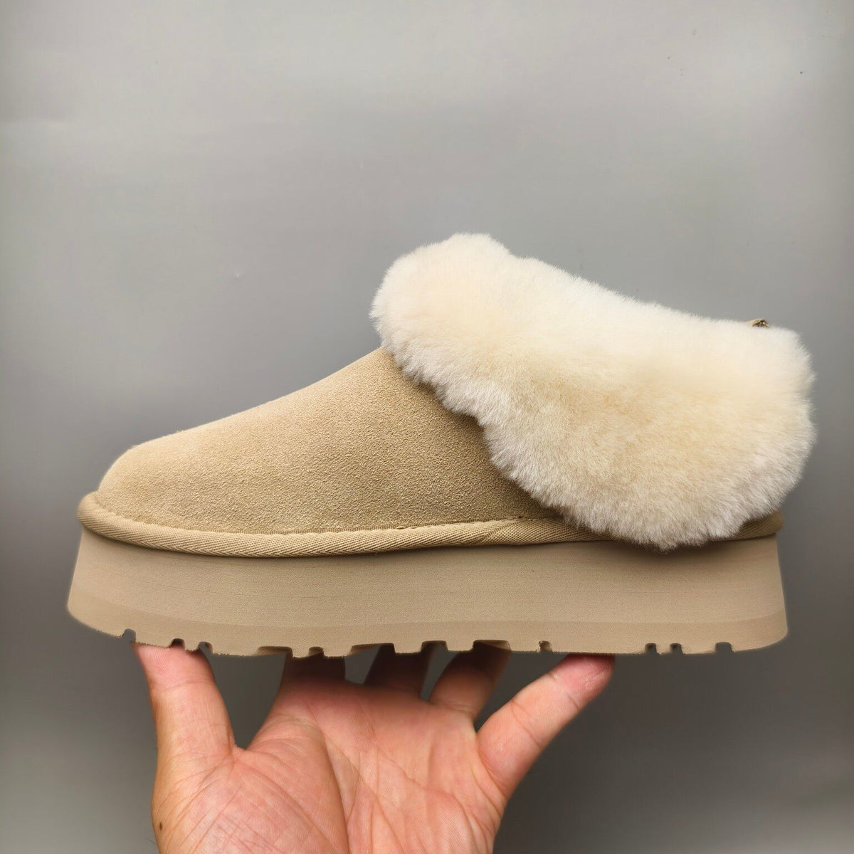 Sand Thick-Sole Suede Slip-On Lazy Shoes – In Stock