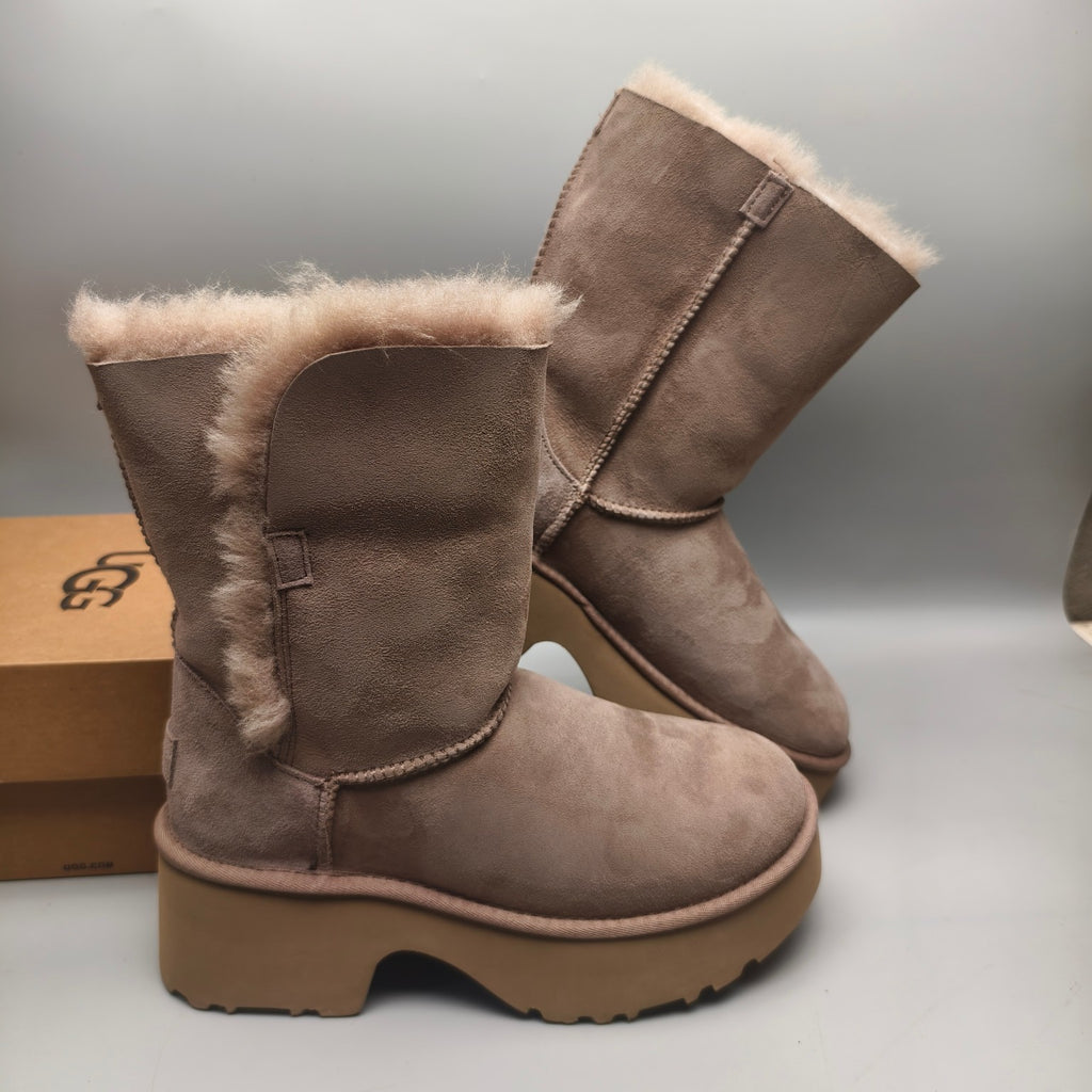 Walnut Brown Wedge Platform Mid-Calf Fashion Boots – Women’s | In Stock