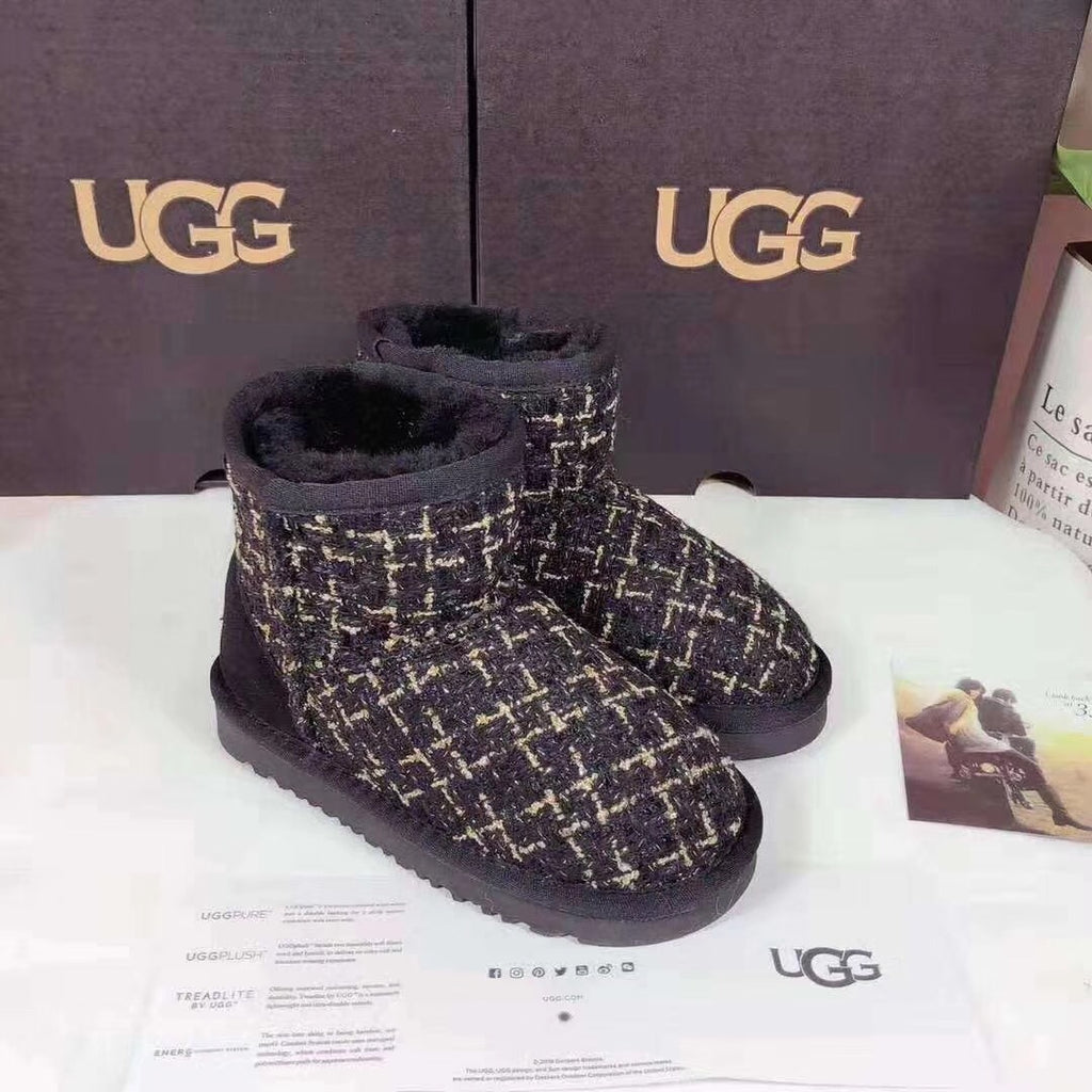Chic Black Kids Chanel-Style Snow Boots