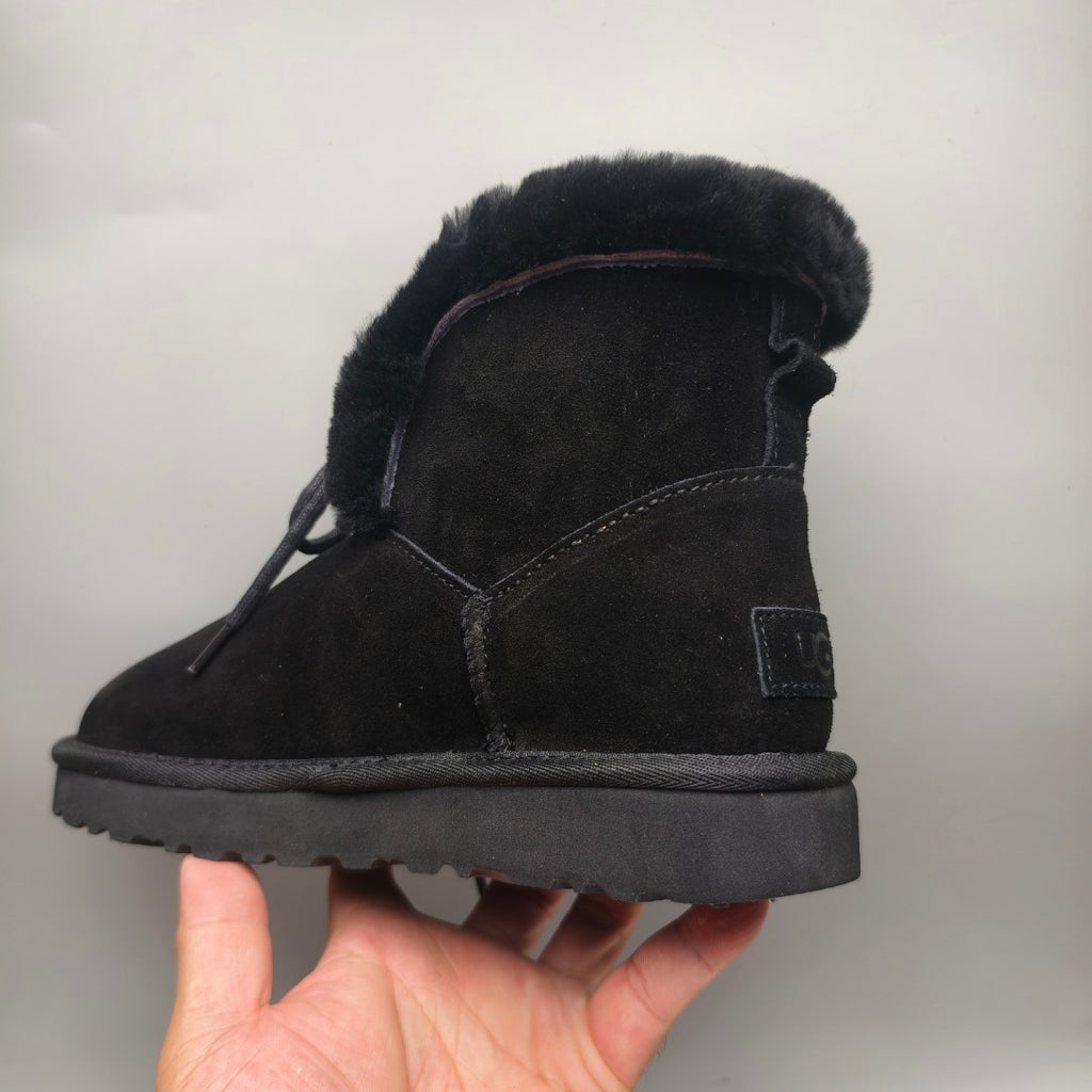 Black Mid-Top Lace-Up Casual Sneakers – In Stock