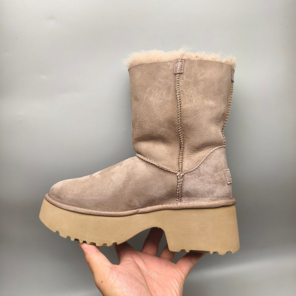 Walnut Brown Wedge Platform Mid-Calf Fashion Boots – Women’s | In Stock