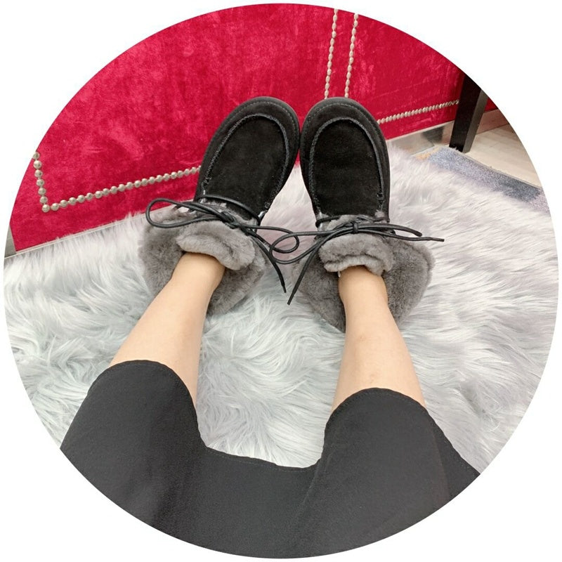 Black Faux Fur Lace-Up Ankle Boots – In Stock