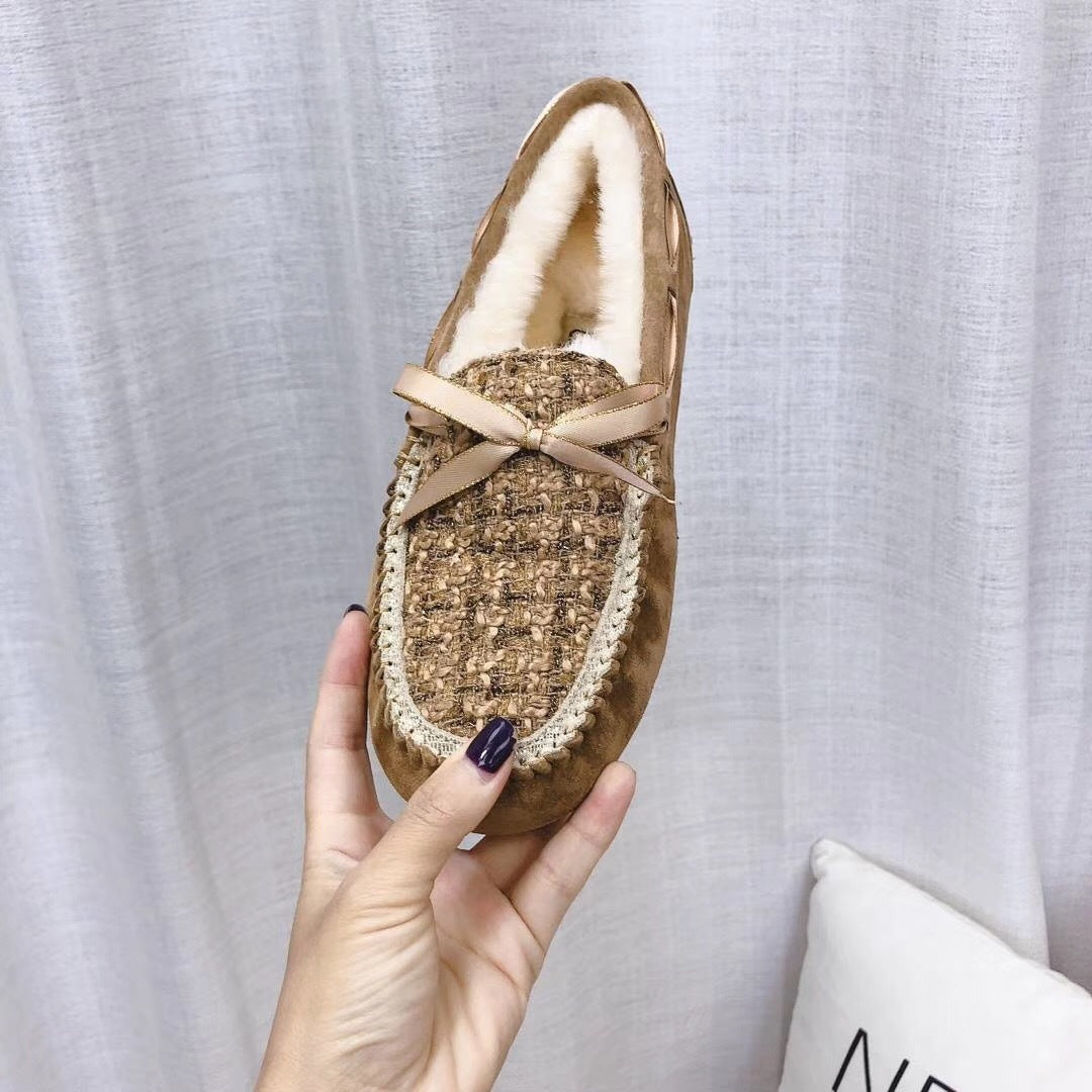 Chestnut Chanel-Style Pebble Loafers – Sophisticated & Chic
