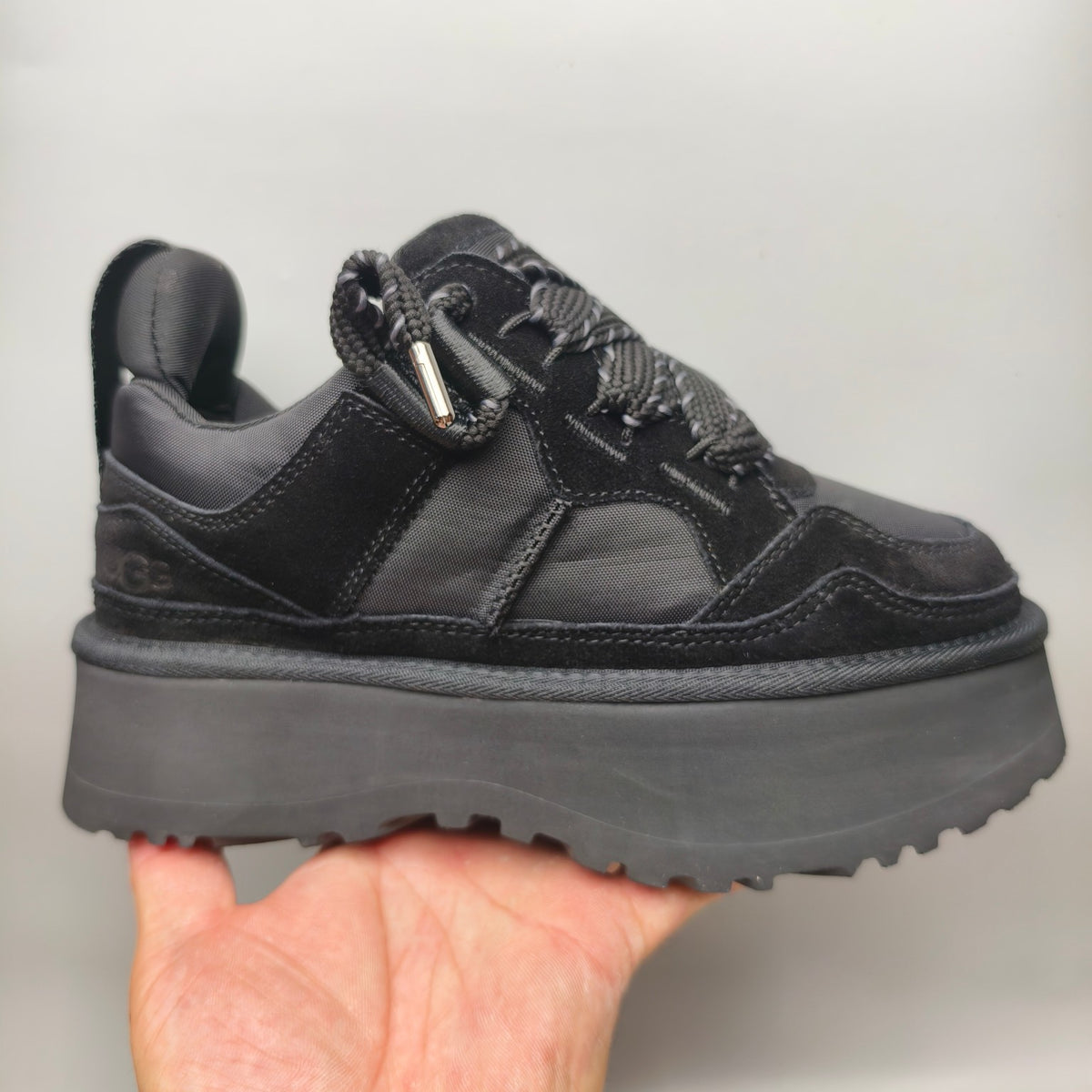 Black Chunky Dad Sneakers – Lace-Up Casual Style | In Stock