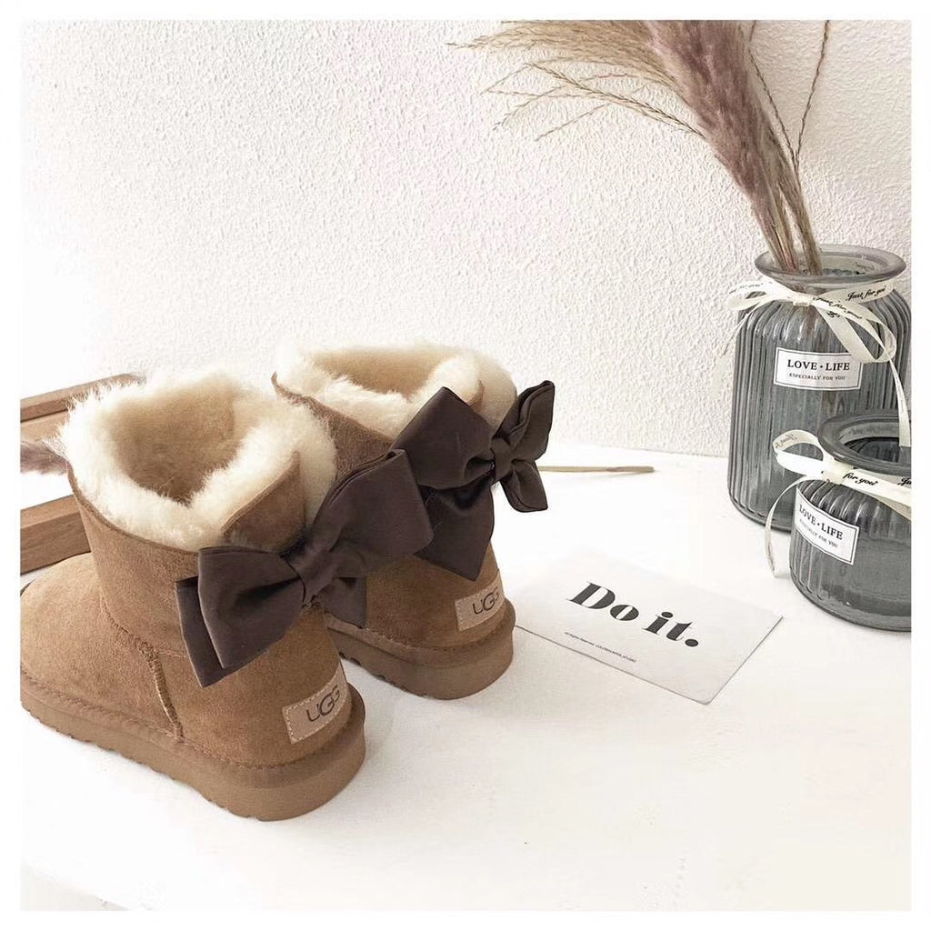 Chestnut Chic Bow Ankle Boots – In Stock