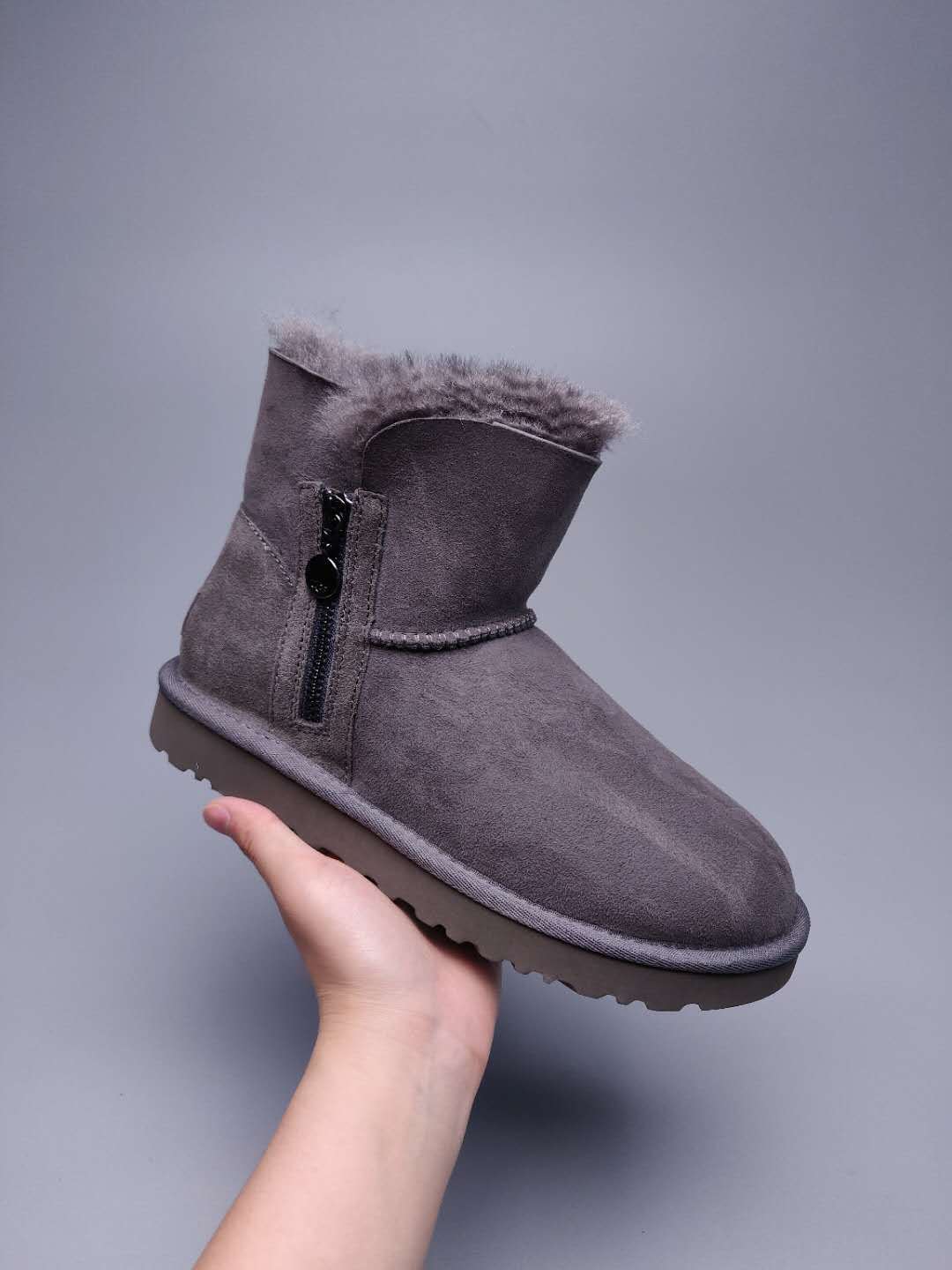 Grey Side-Zip Ankle Boots – In Stock