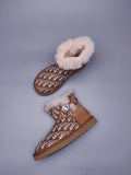 Chestnut Dior-Style Textile Pattern Boots – In Stock