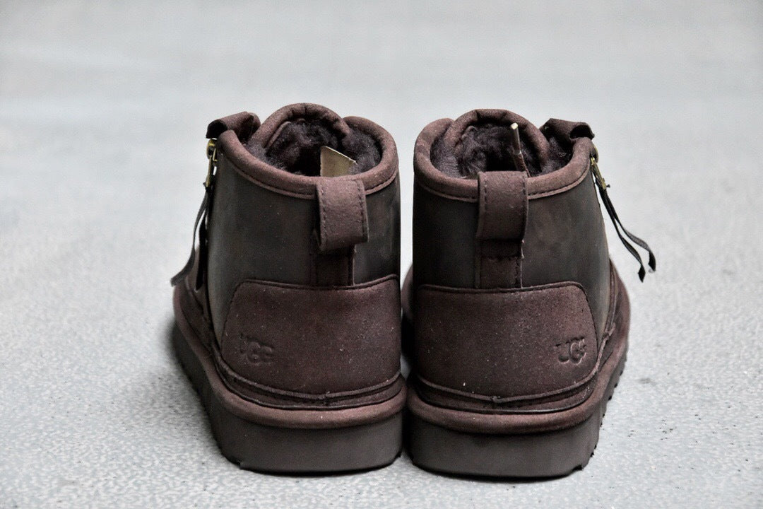 Men’s Crazy Horse Leather Zip-Up Sneakers