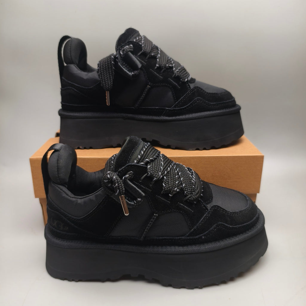 Black Chunky Dad Sneakers – Lace-Up Casual Style | In Stock