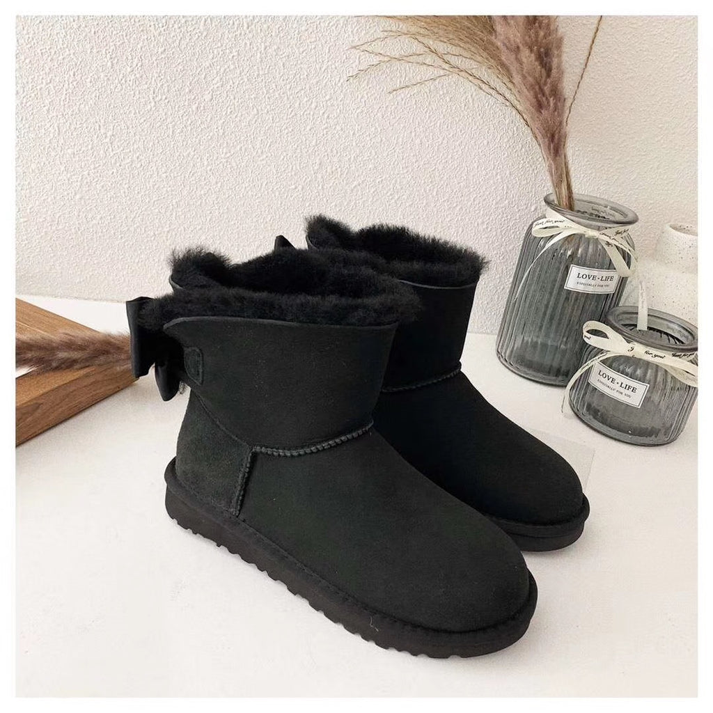 Black Chic Bow Ankle Boots – In Stock