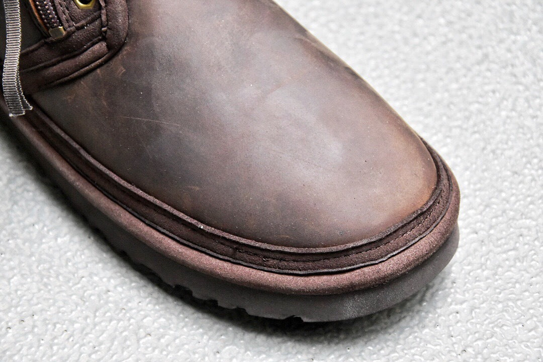 Men’s Crazy Horse Leather Zip-Up Sneakers