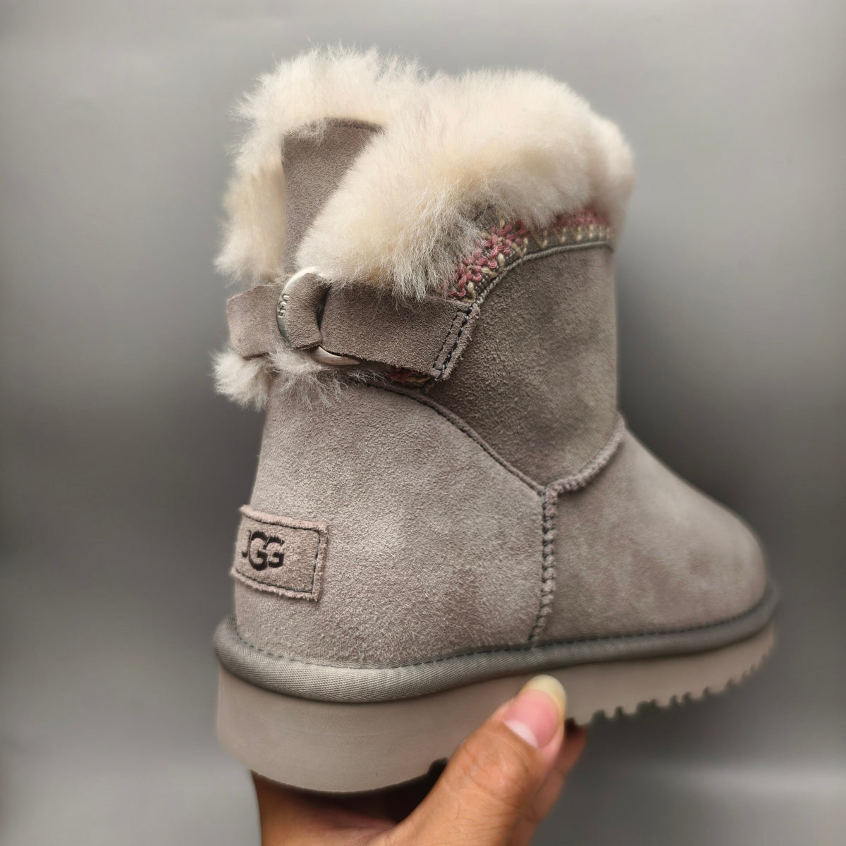 Grey Ethnic Style Back-Strap Sneakers – In Stock