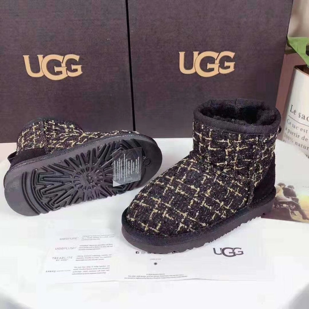 Chic Black Kids Chanel-Style Snow Boots