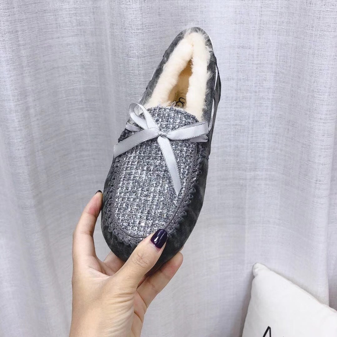 Grey Chanel-Style Pebble Loafers – Sophisticated & Chic