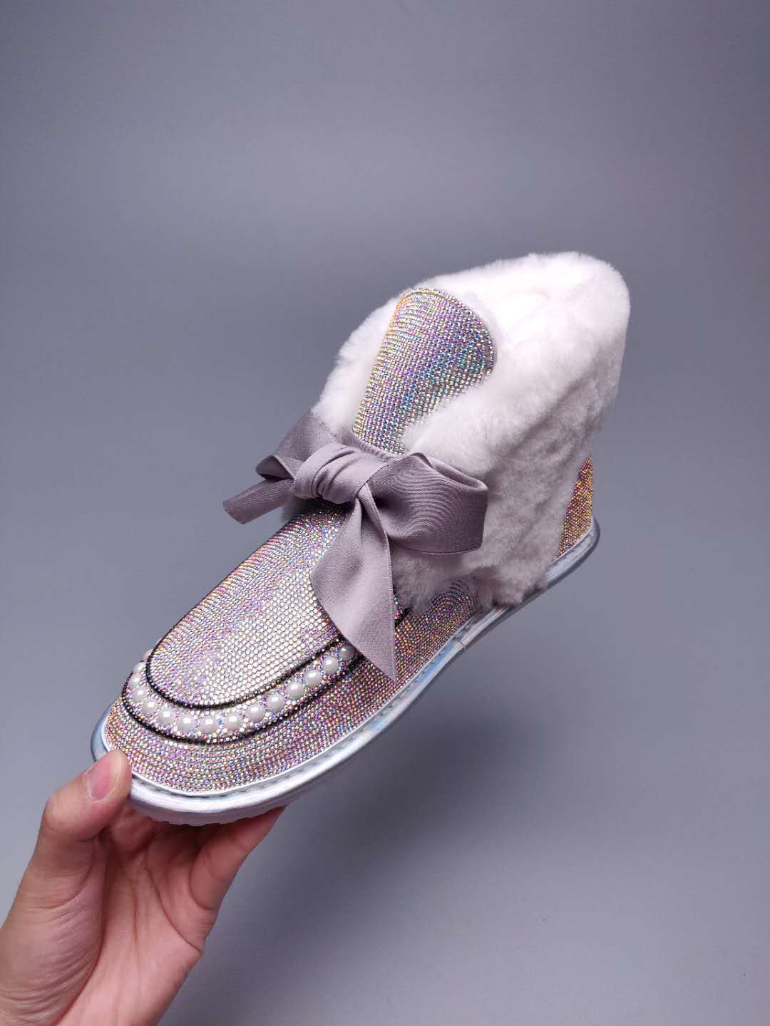 Iridescent Daisy Crystal Ribbon Shoes – In Stock