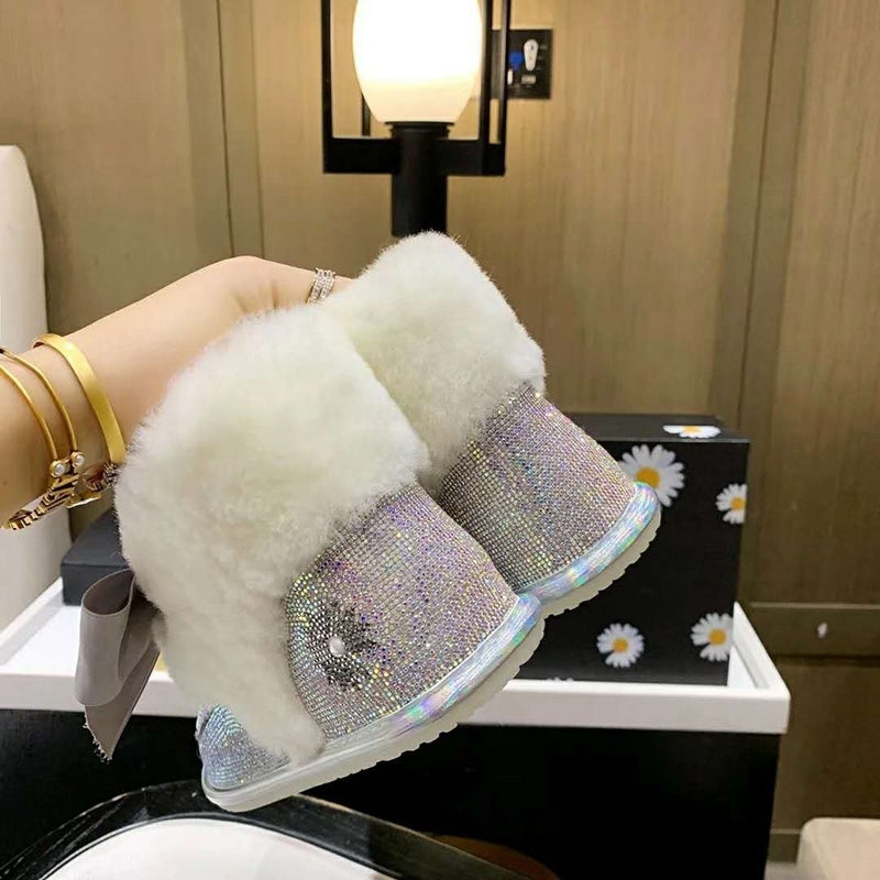 Iridescent Daisy Crystal Ribbon Shoes – In Stock