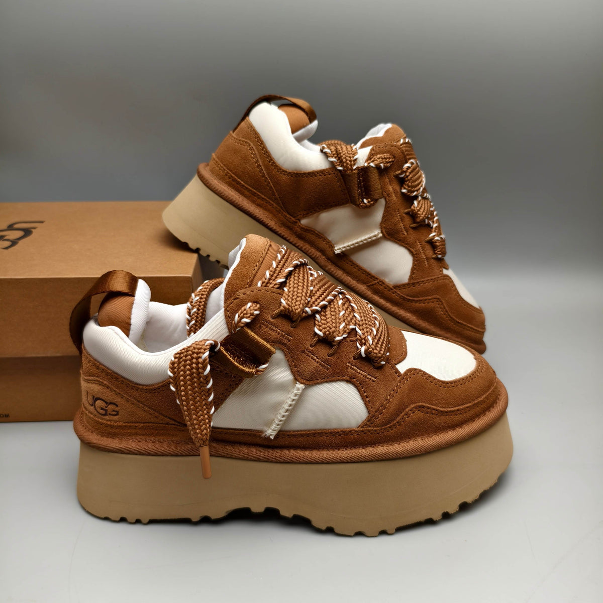 Chestnut Chunky Dad Sneakers – Lace-Up Casual Style | In Stock