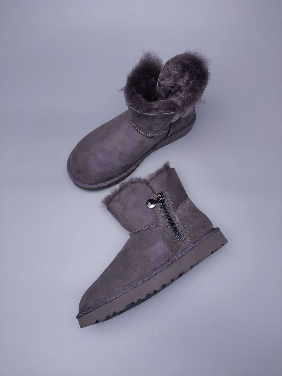 Grey Side-Zip Ankle Boots – In Stock