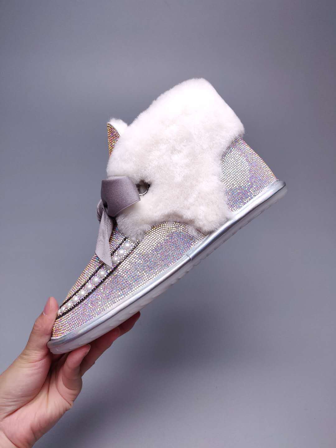 Iridescent Daisy Crystal Ribbon Shoes – In Stock