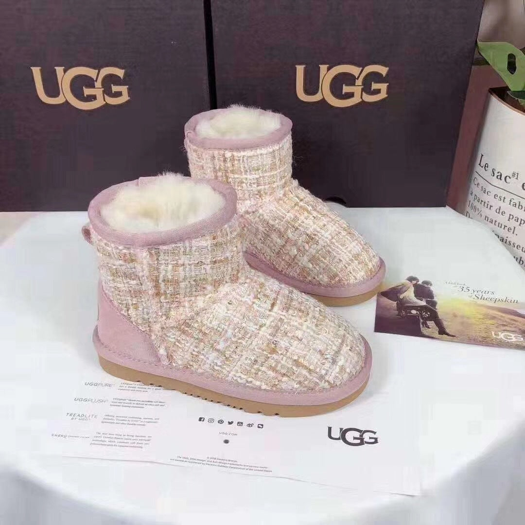 Chic Pink Kids Chanel-Style Snow Boots
