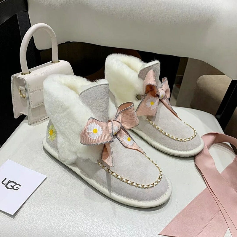 Milkshake White Daisy Chain Ribbon Shoes – In Stock