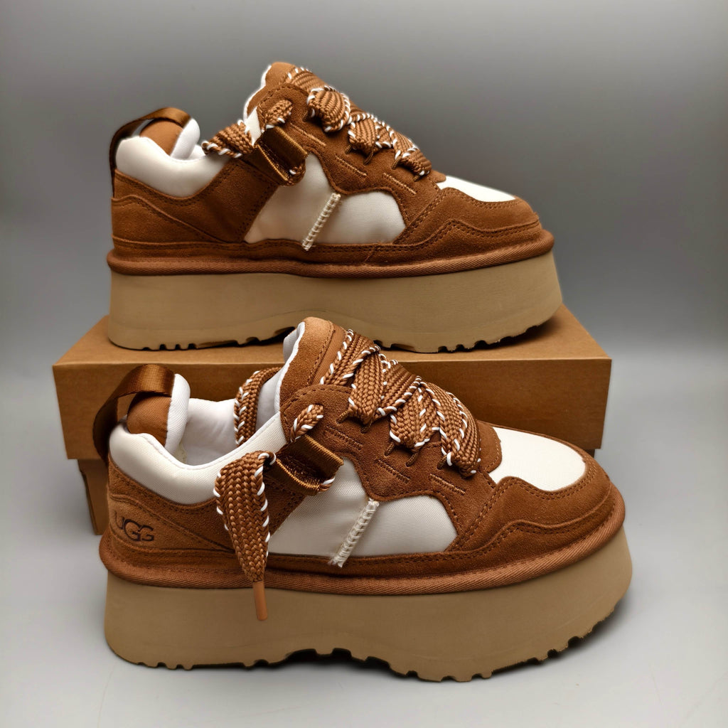 Chestnut Chunky Dad Sneakers – Lace-Up Casual Style | In Stock