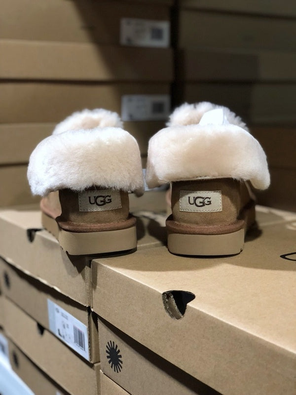 Chestnut Faux Fur Lace-Up Ankle Boots – In Stock