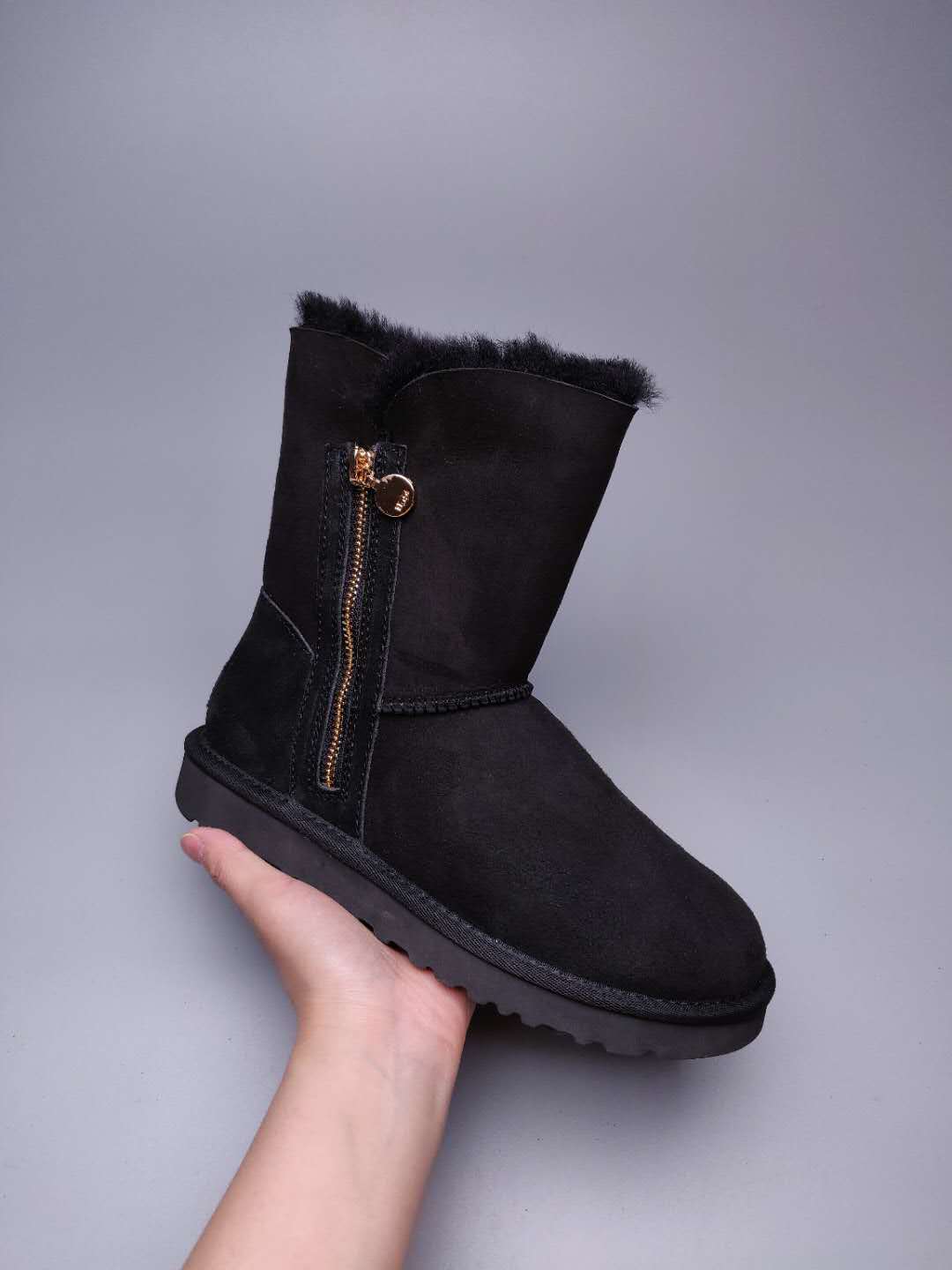 Black Side-Zip Mid-Calf Boots – In Stock