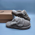 Antelope Brown Curly Fur Big Logo Casual Slippers