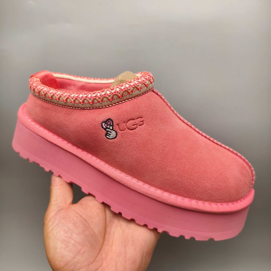 Rose Red Ethnic Style Chunky Sole Casual Shoes – In Stock
