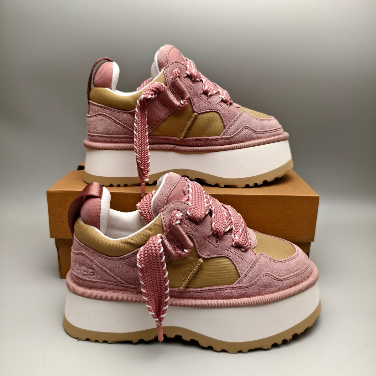 Pink Chunky Dad Sneakers – Lace-Up Casual Style | In Stock