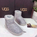 Chic Grey Kids Chanel-Style Snow Boots