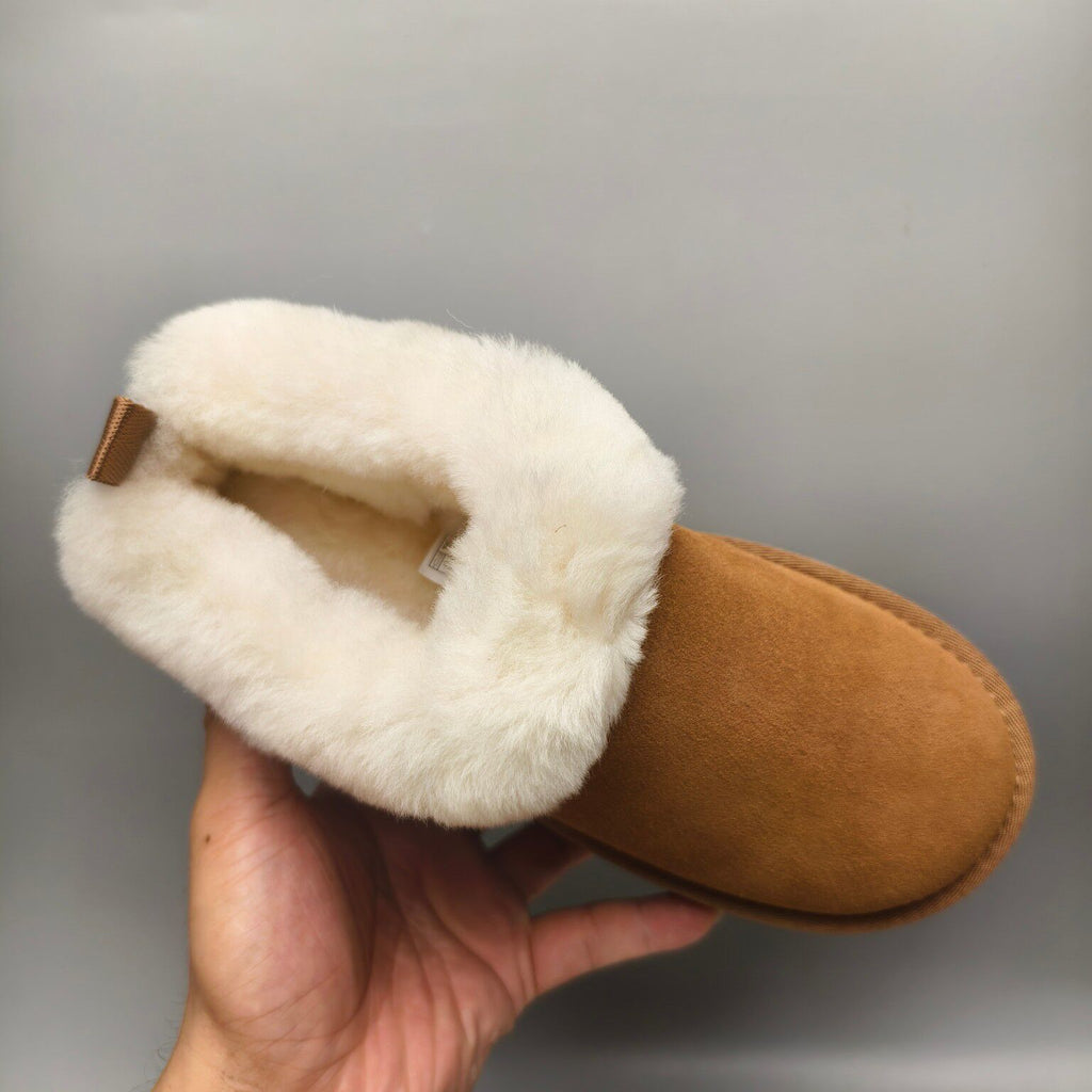 Chestnut Thick-Sole Suede Slip-On Lazy Shoes – In Stock