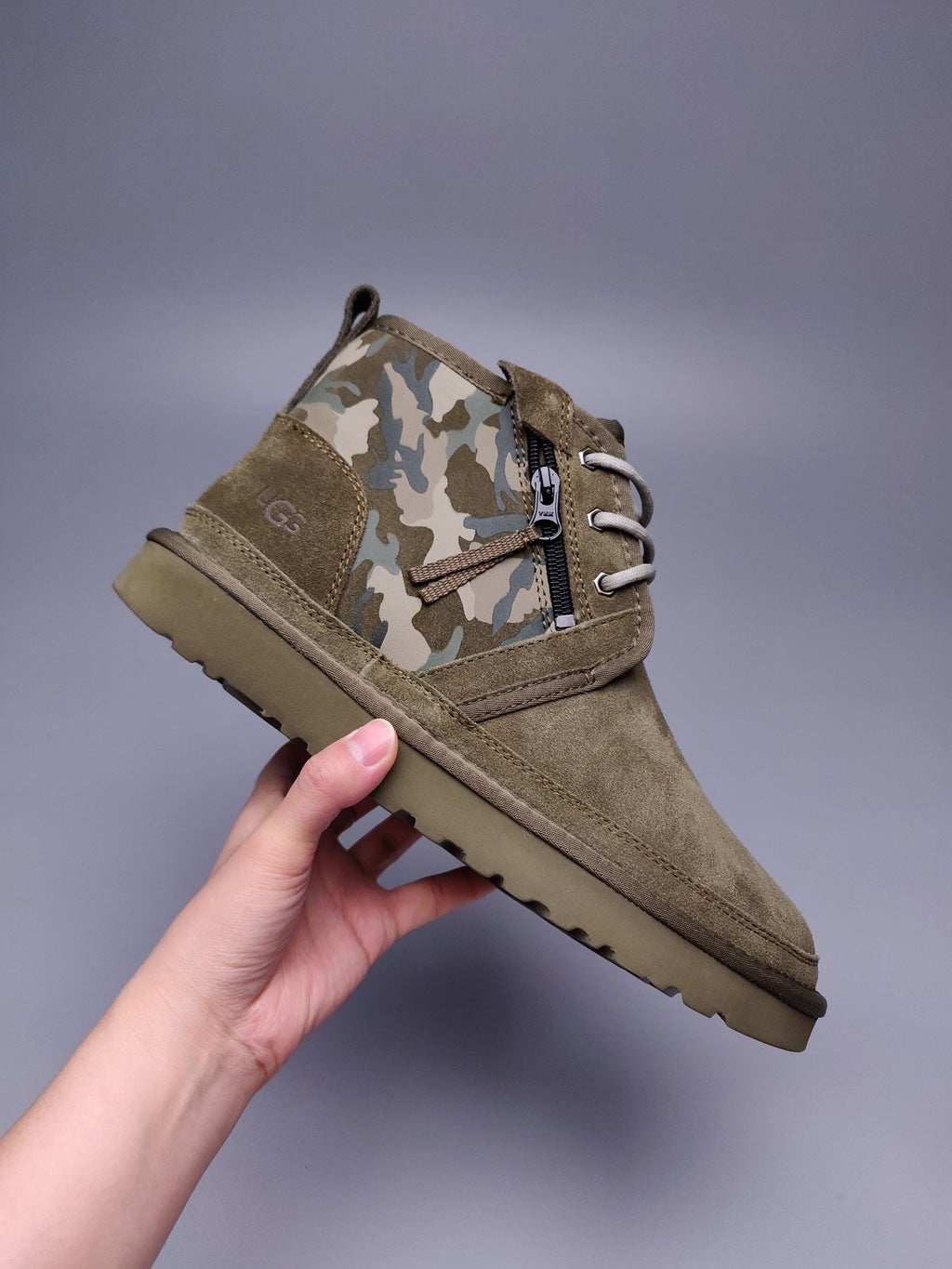 Military Green Color-Block Camo Men’s Sneakers – In Stock