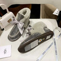 Mineral Grey Daisy Crystal Ribbon Shoes – In Stock