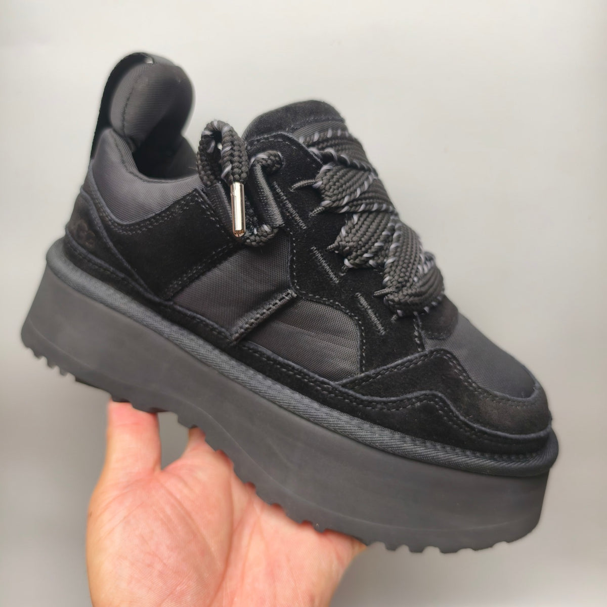 Black Chunky Dad Sneakers – Lace-Up Casual Style | In Stock