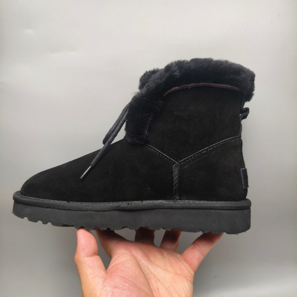 Black Mid-Top Lace-Up Casual Sneakers – In Stock