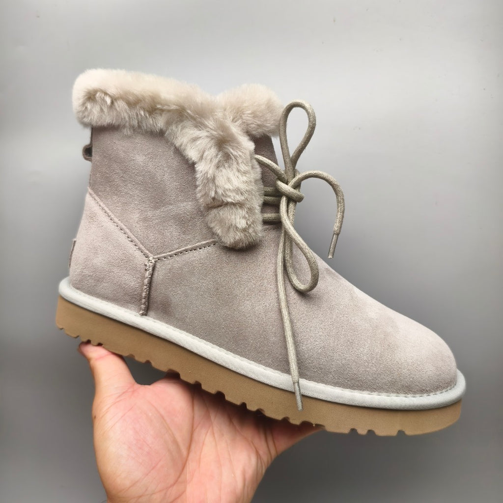 Grey Mid-Top Lace-Up Casual Sneakers – In Stock