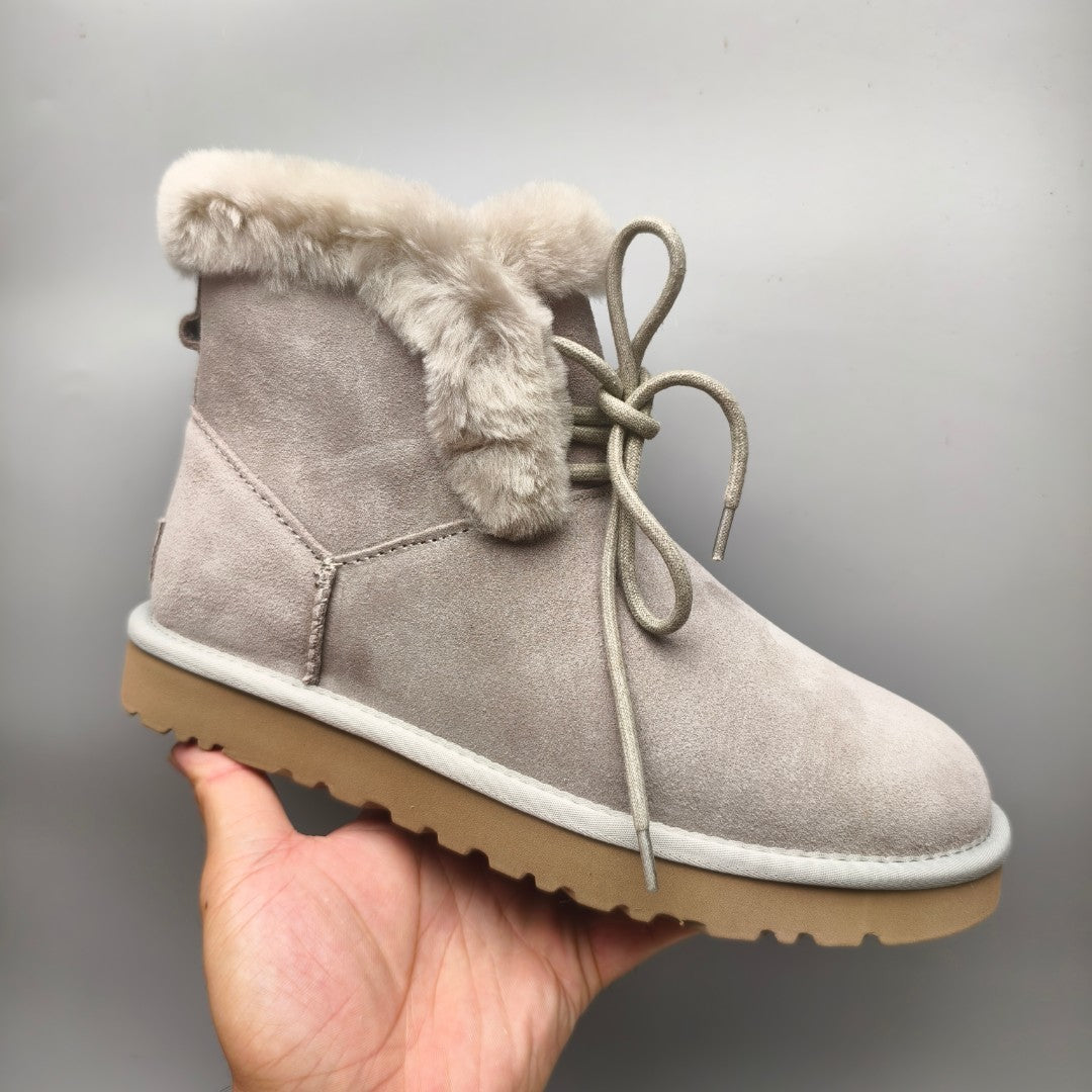 Grey Mid-Top Lace-Up Casual Sneakers – In Stock