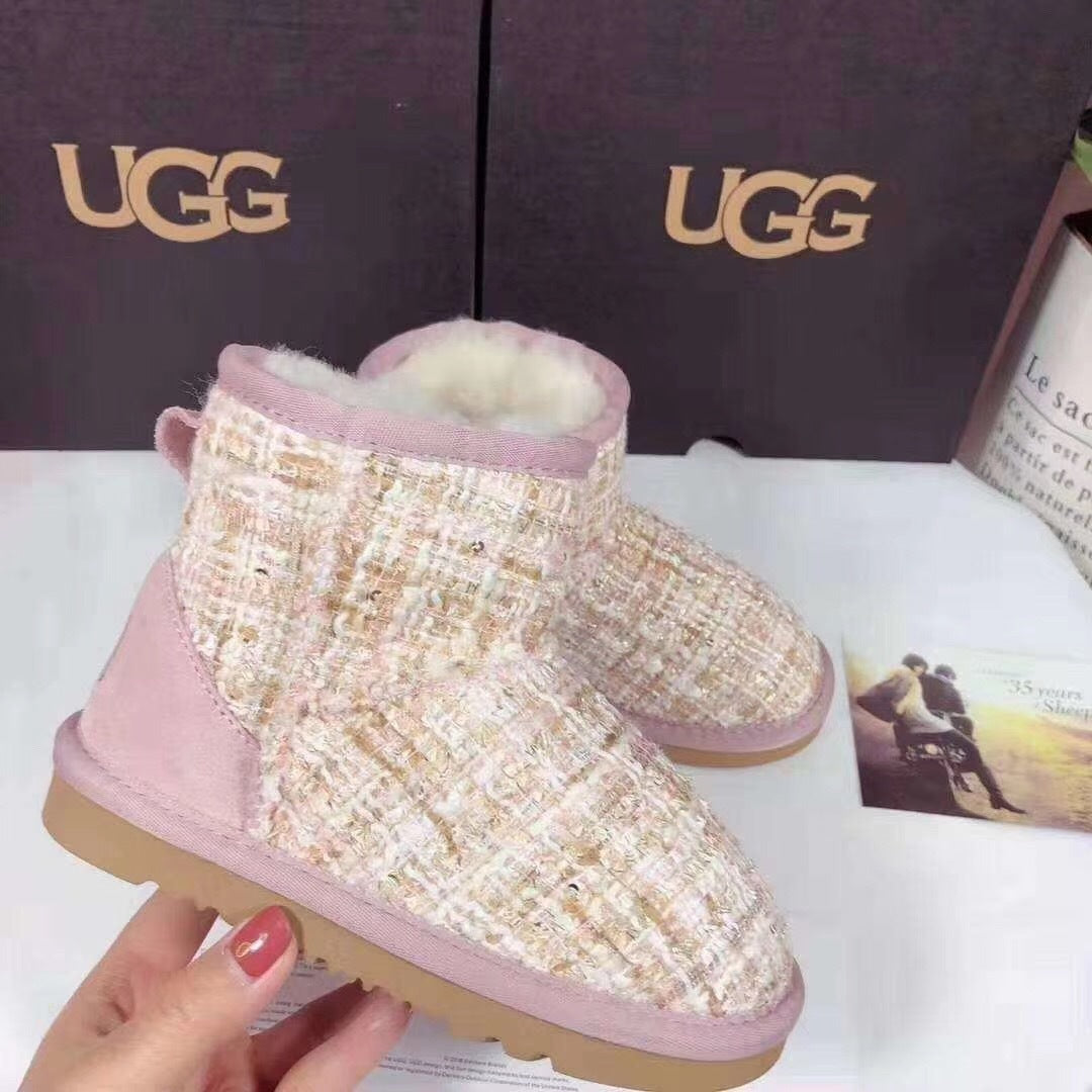 Chic Pink Kids Chanel-Style Snow Boots