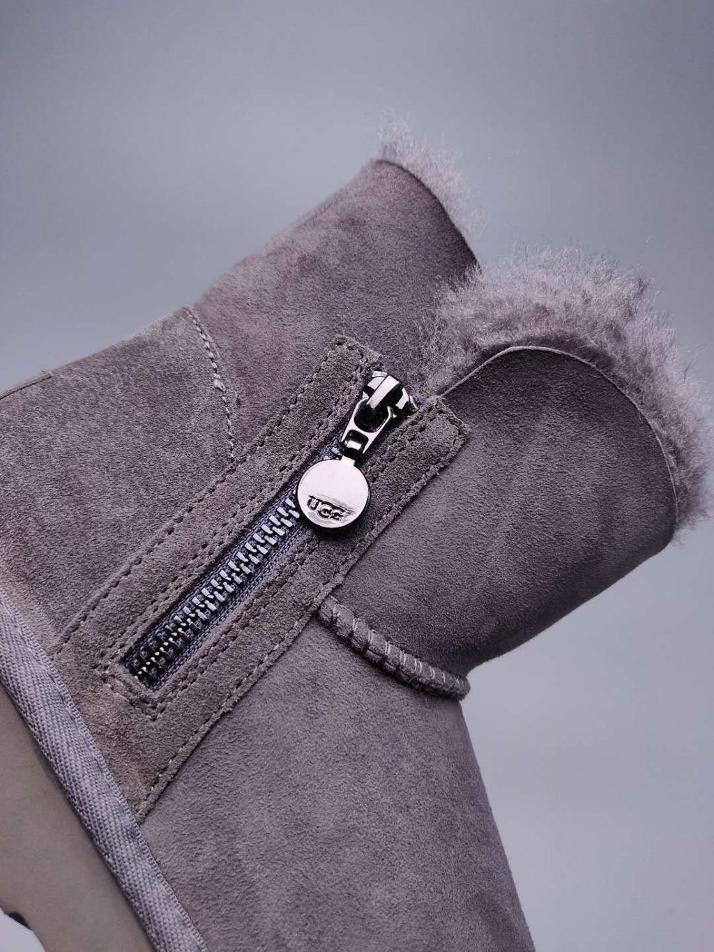 Grey Side-Zip Ankle Boots – In Stock