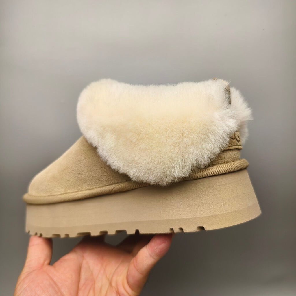 Sand Thick-Sole Suede Slip-On Lazy Shoes – In Stock