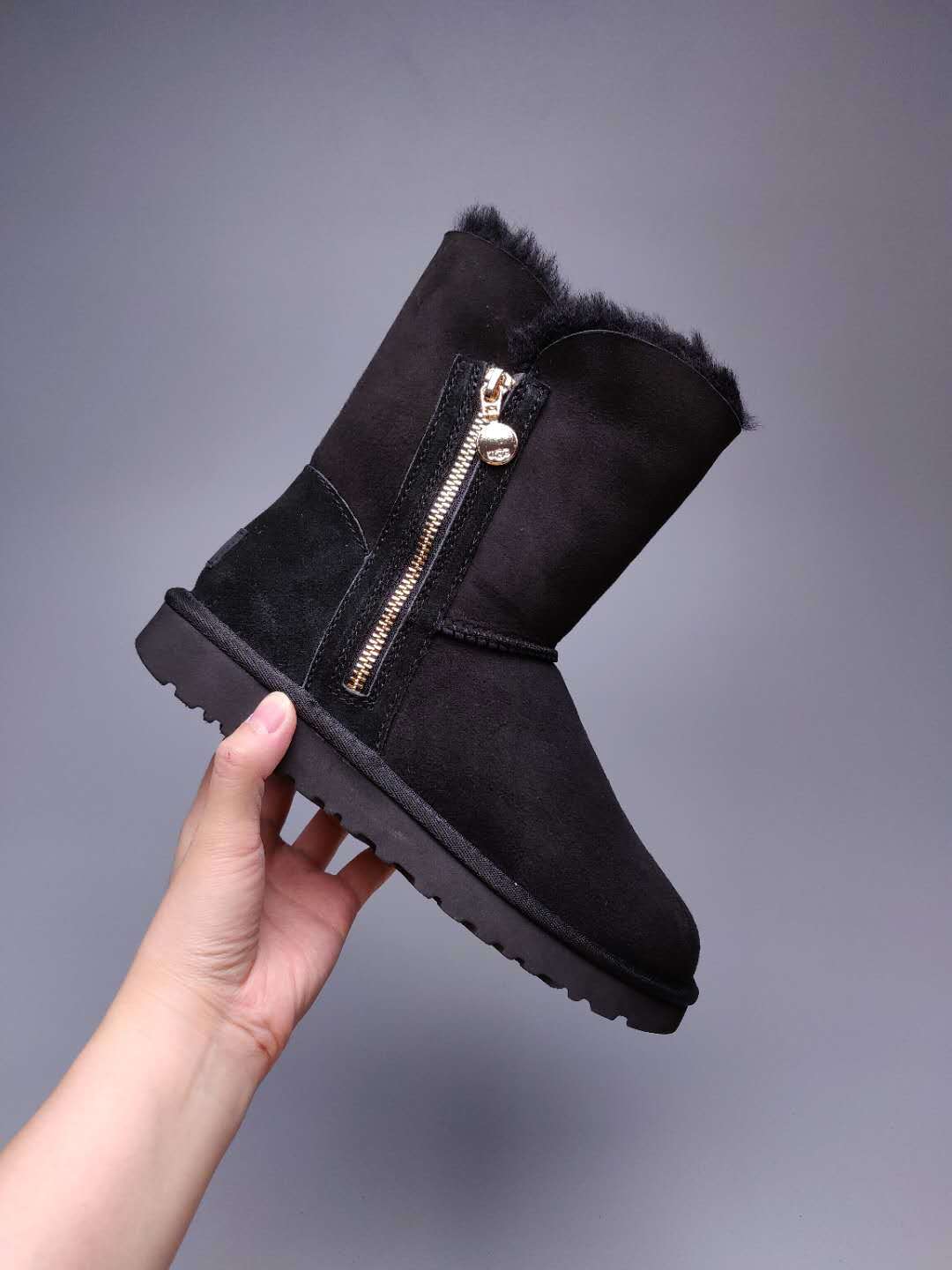 Black Side-Zip Mid-Calf Boots – In Stock