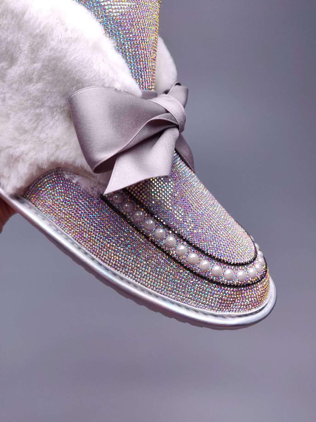Iridescent Daisy Crystal Ribbon Shoes – In Stock