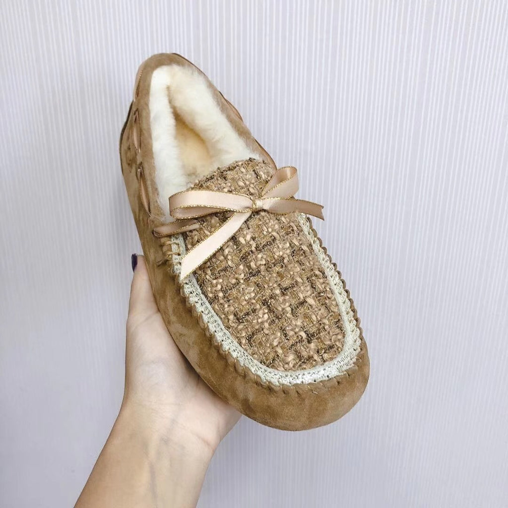 Chestnut Chanel-Style Pebble Loafers – Sophisticated & Chic
