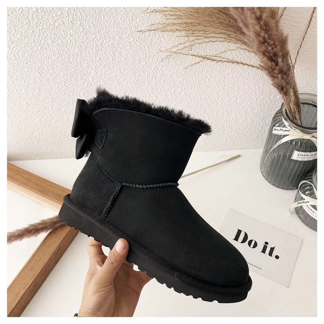 Black Chic Bow Ankle Boots – In Stock