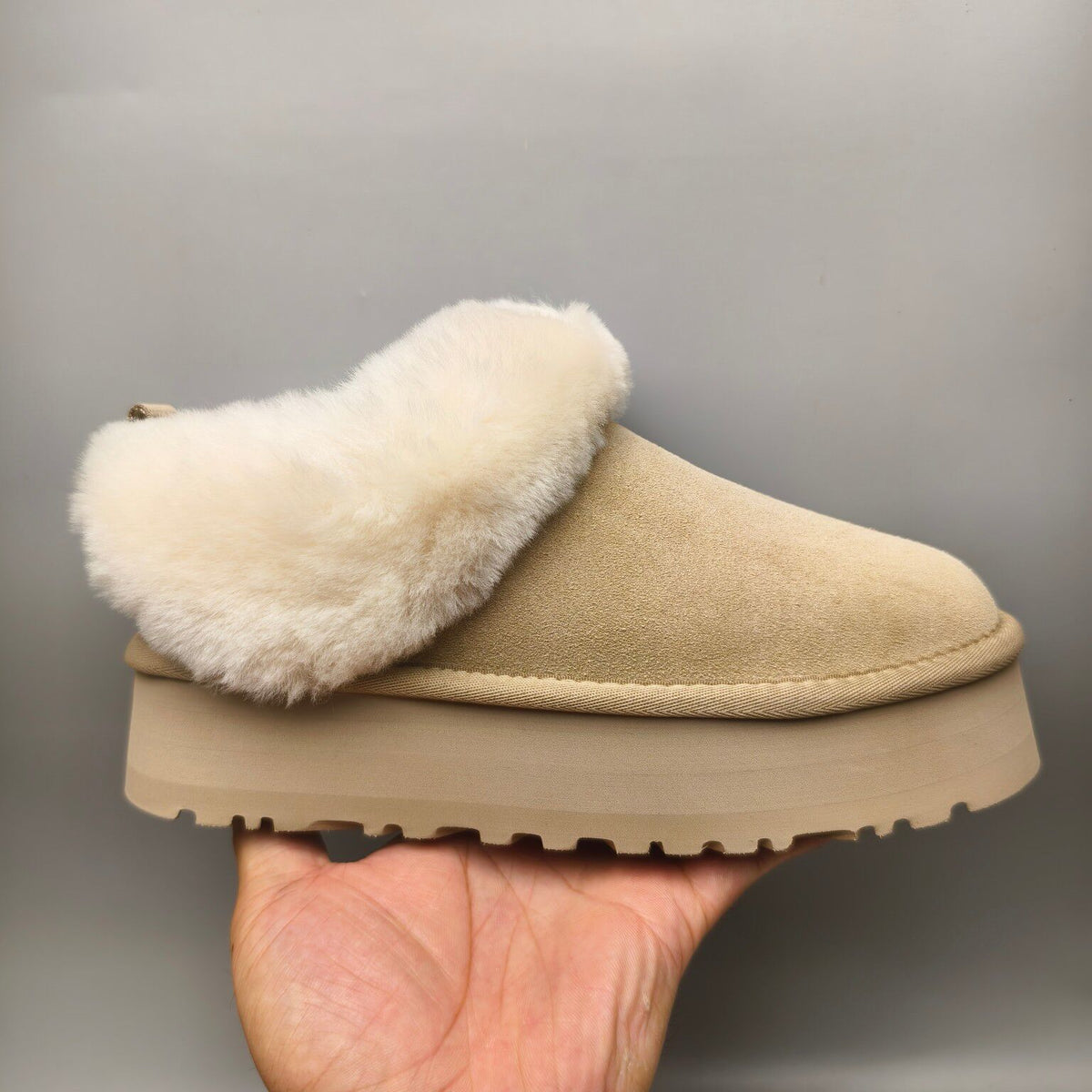 Sand Thick-Sole Suede Slip-On Lazy Shoes – In Stock