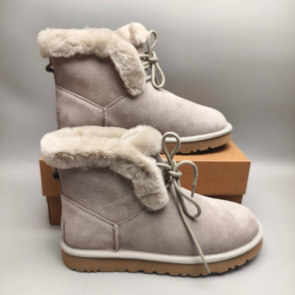 Grey Mid-Top Lace-Up Casual Sneakers – In Stock