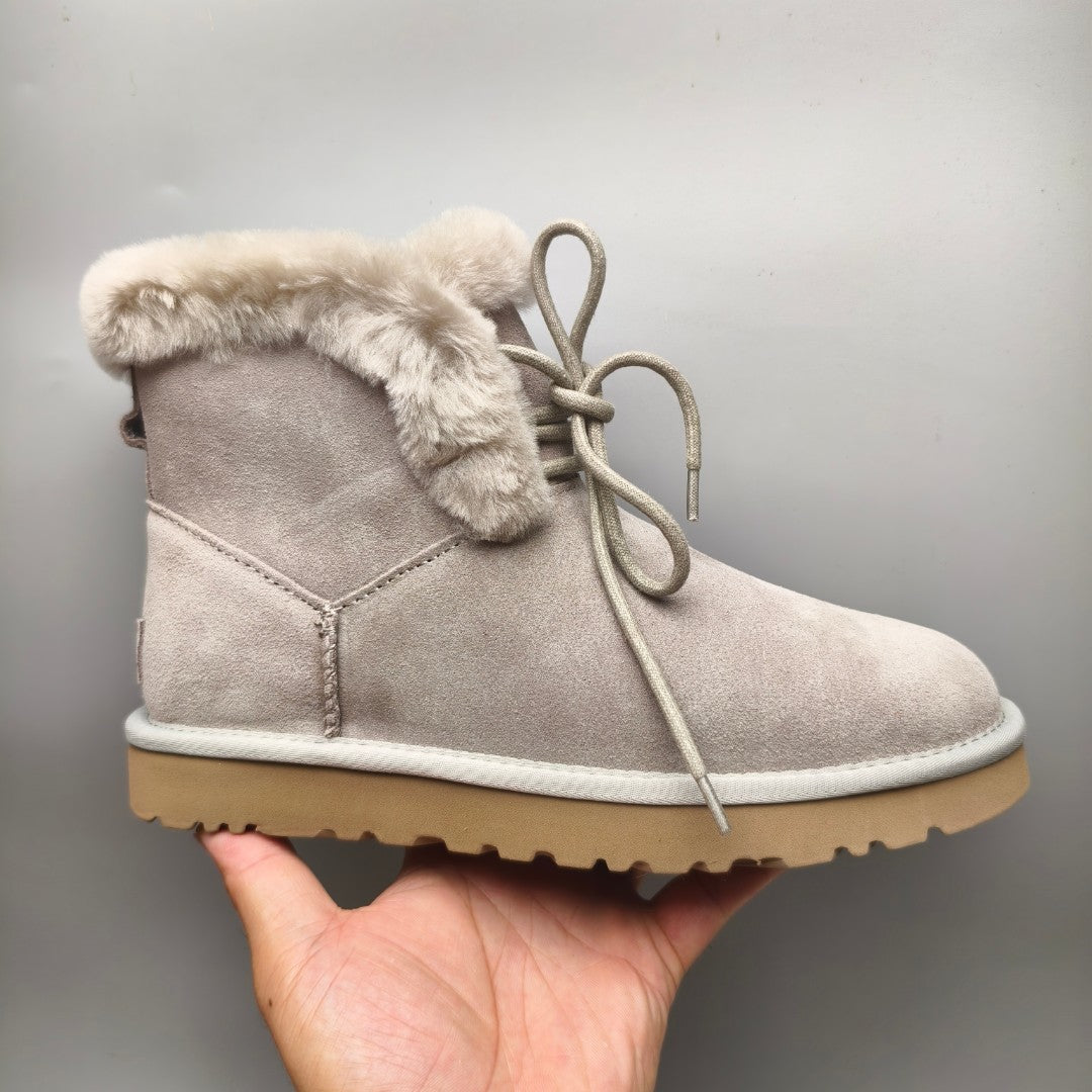 Grey Mid-Top Lace-Up Casual Sneakers – In Stock
