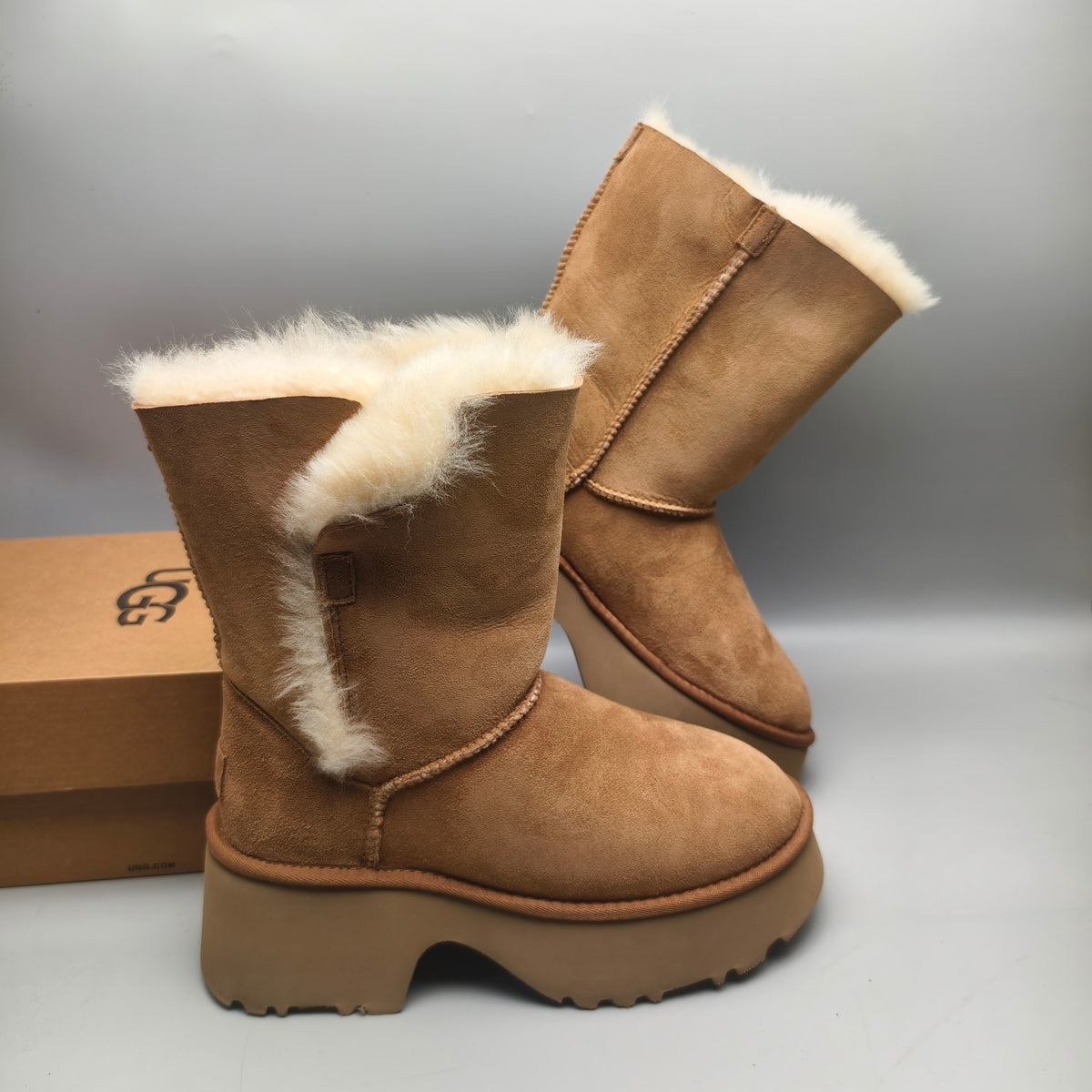 Chestnut Wedge Platform Mid-Calf Fashion Boots – Women’s | In Stock
